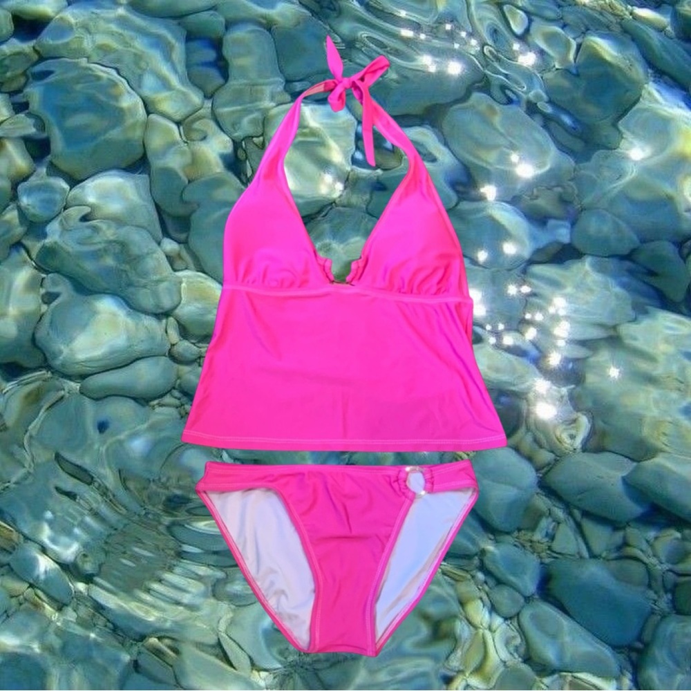 Isaac Mizrahi hot pink tankini size M